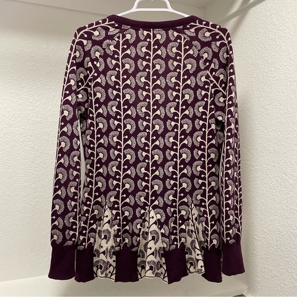 Rare*ANTHRO* HWR Monogram, Climbing Marigold Cotton/Wool Blend Cardigan Sz M - Picture 6 of 10